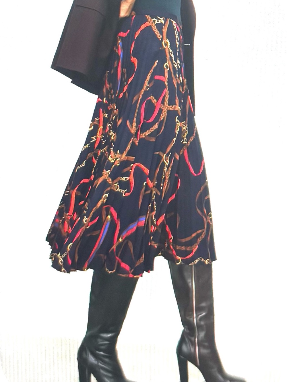 🆕Ralph Lauren Gorgeous Chain & Rope Print Midi Skirt